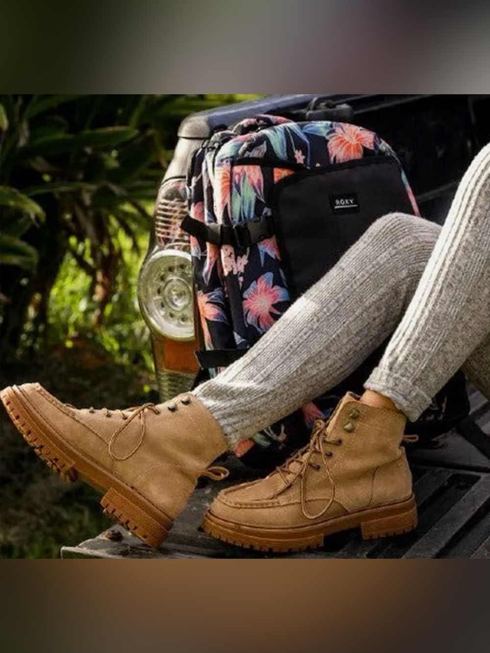 Roxy Tan Lace-Up Suede Work It Hiking Ankle Boots - Picture 3 of 16